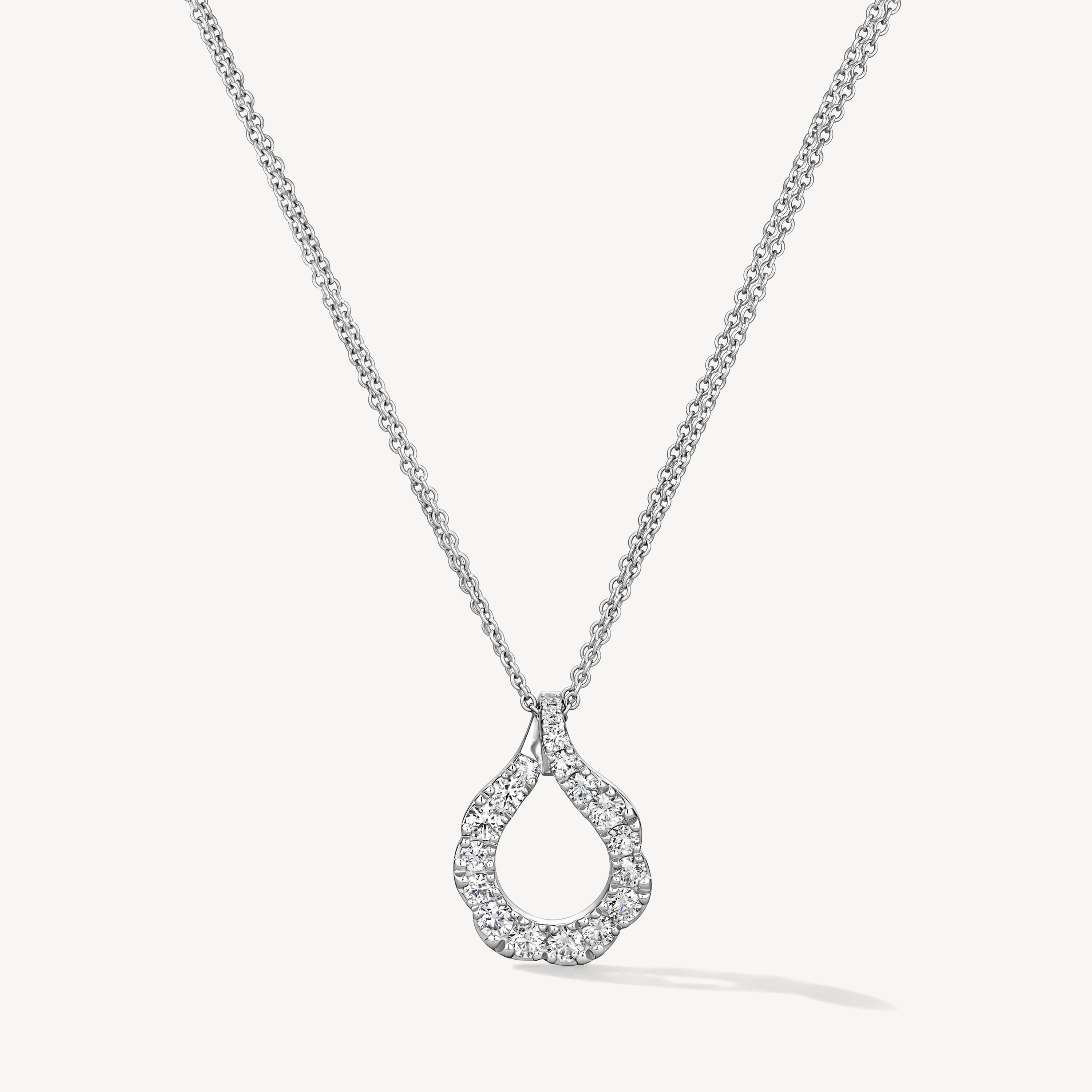 Lorelei Crescent 鑽石項鏈, 18K 白金, large