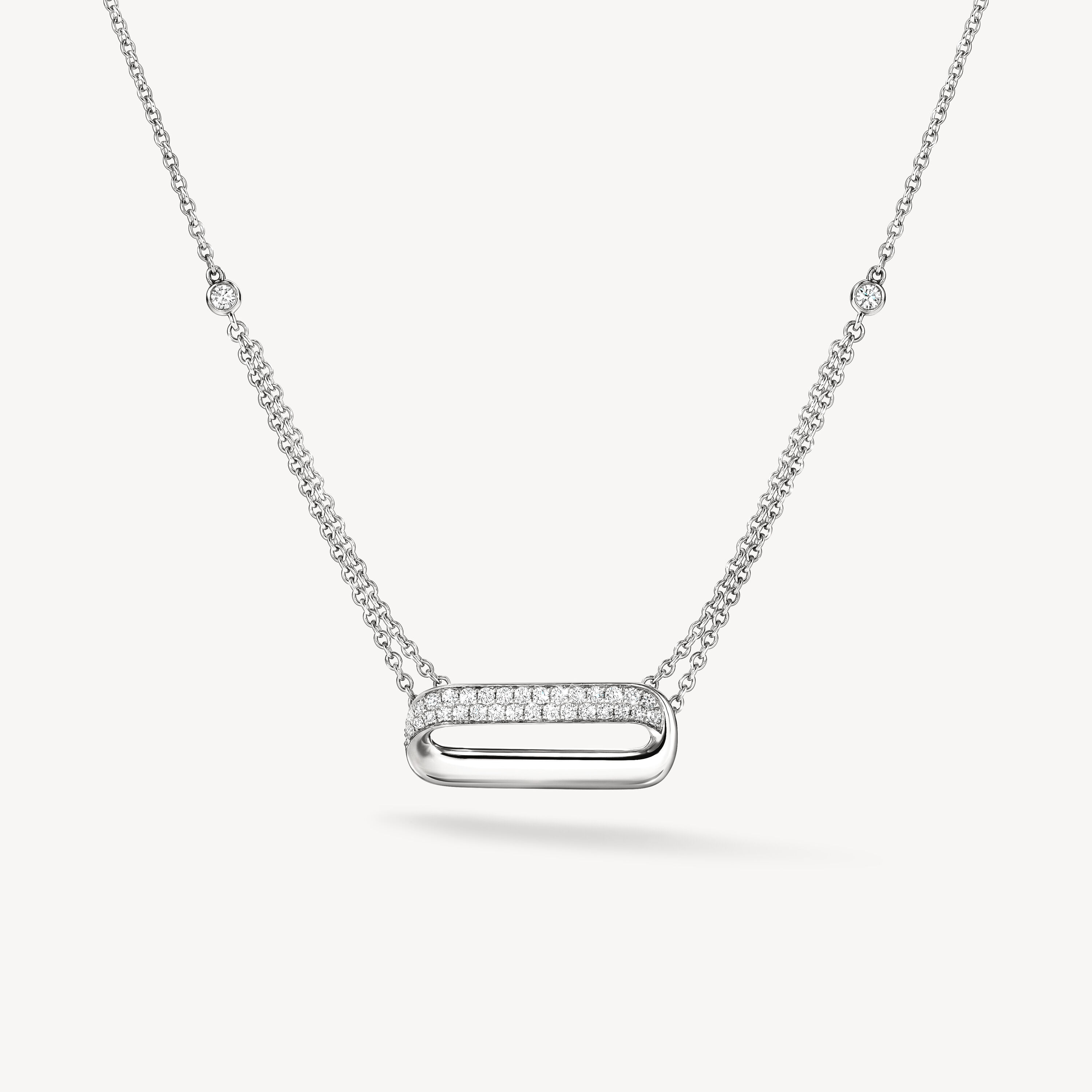 INSIDE/OUT Diamond Link Pendant Necklace, 18K White Gold, large