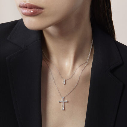 Triplicity Drop Pendant, 18K White Gold Triplicity Drop Pendant, 18K White Gold, large