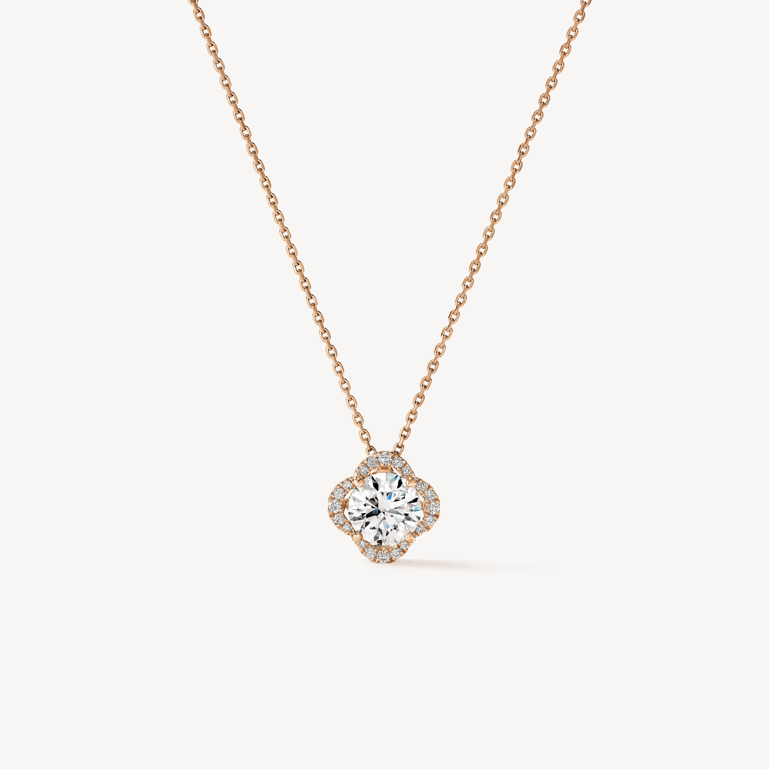 Timeless 鑽石項鏈, 18K 玫瑰金, large