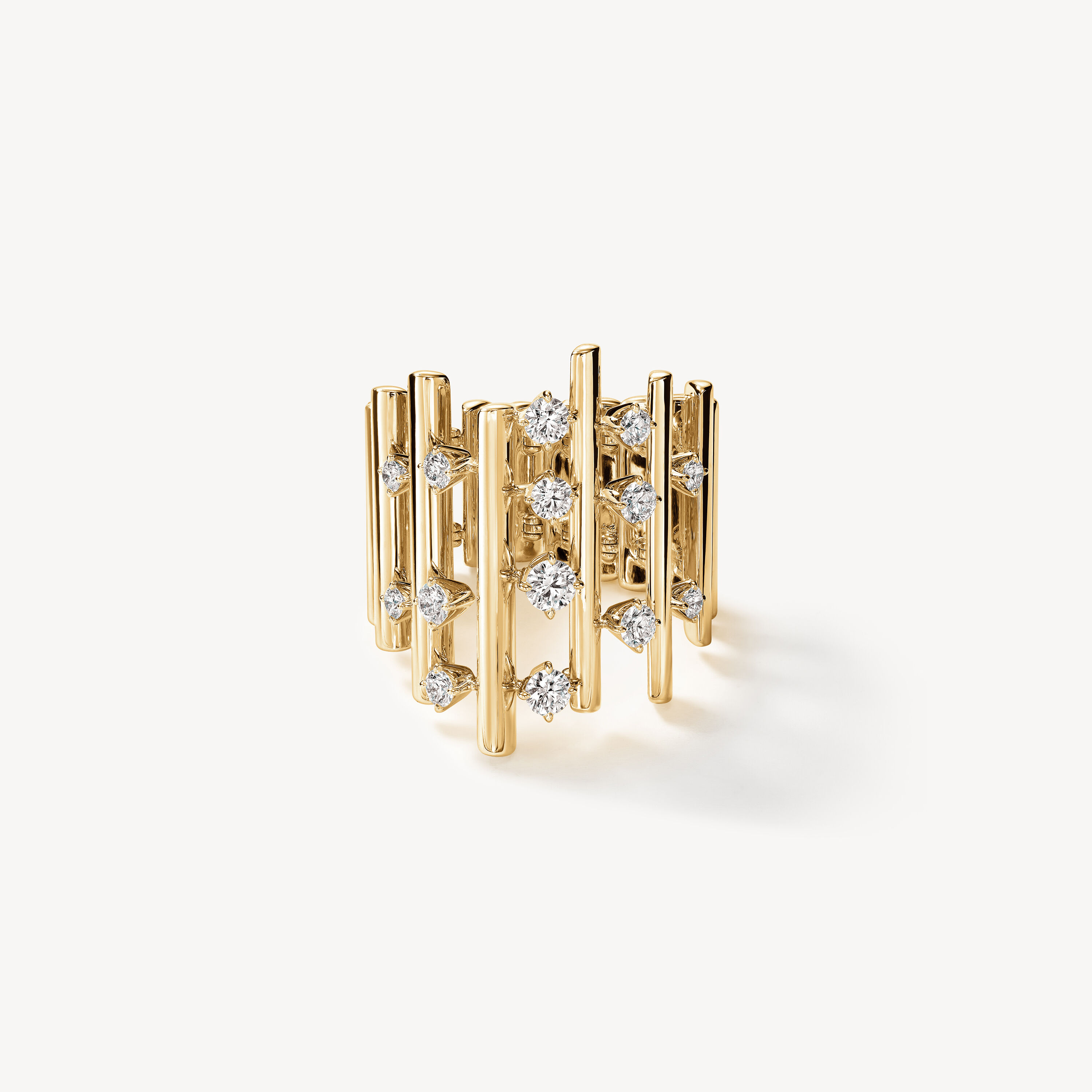 Barre Multi-Row Diamond Ring, 18K Yellow Gold, large