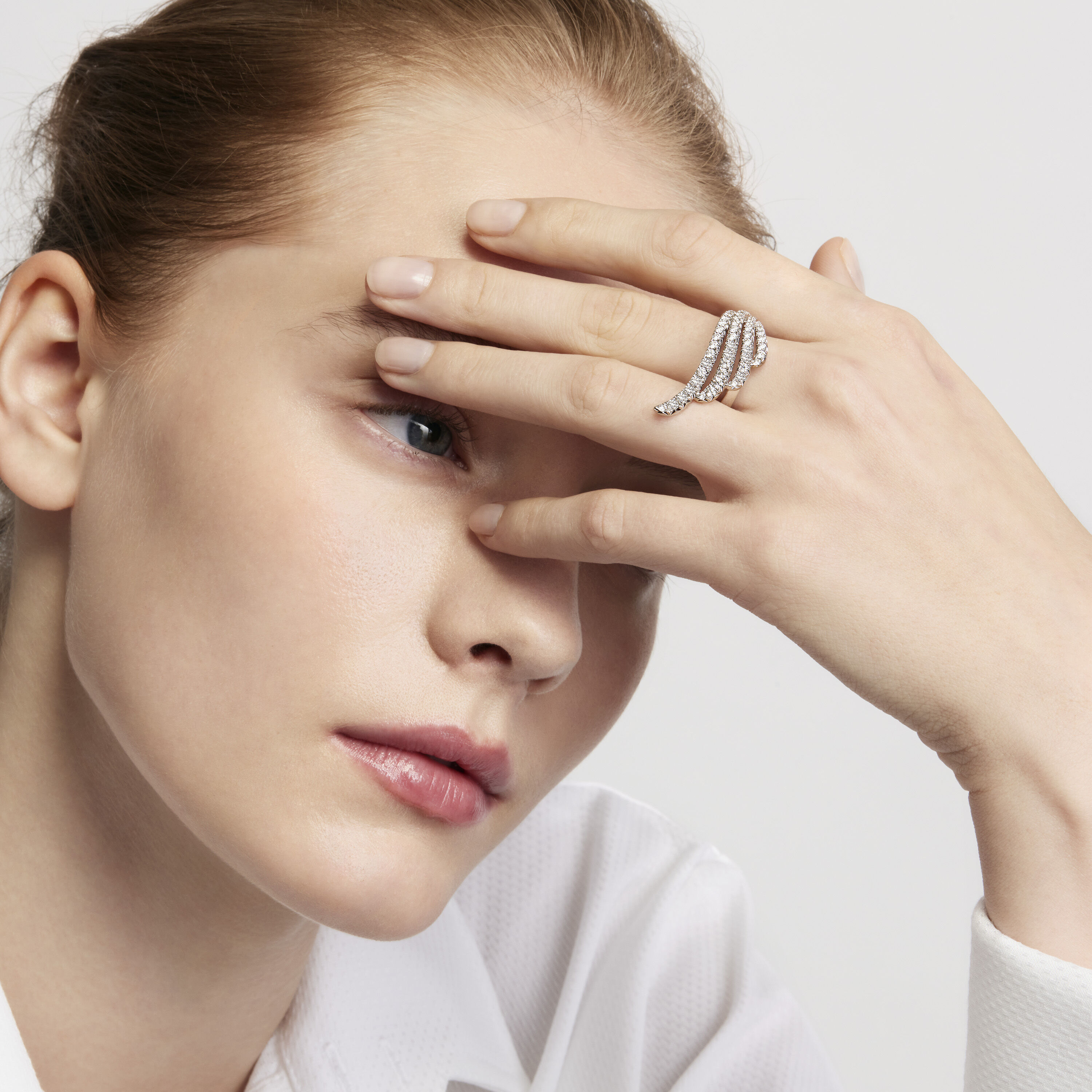 VELA 法式切割密鑲鑽石套戒, 18K 黄金, large