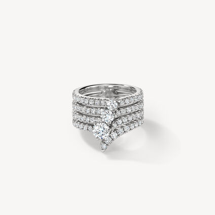 VELA French Cut Pav&eacute; Diamond Cocktail Ring, 18K White Gold, large