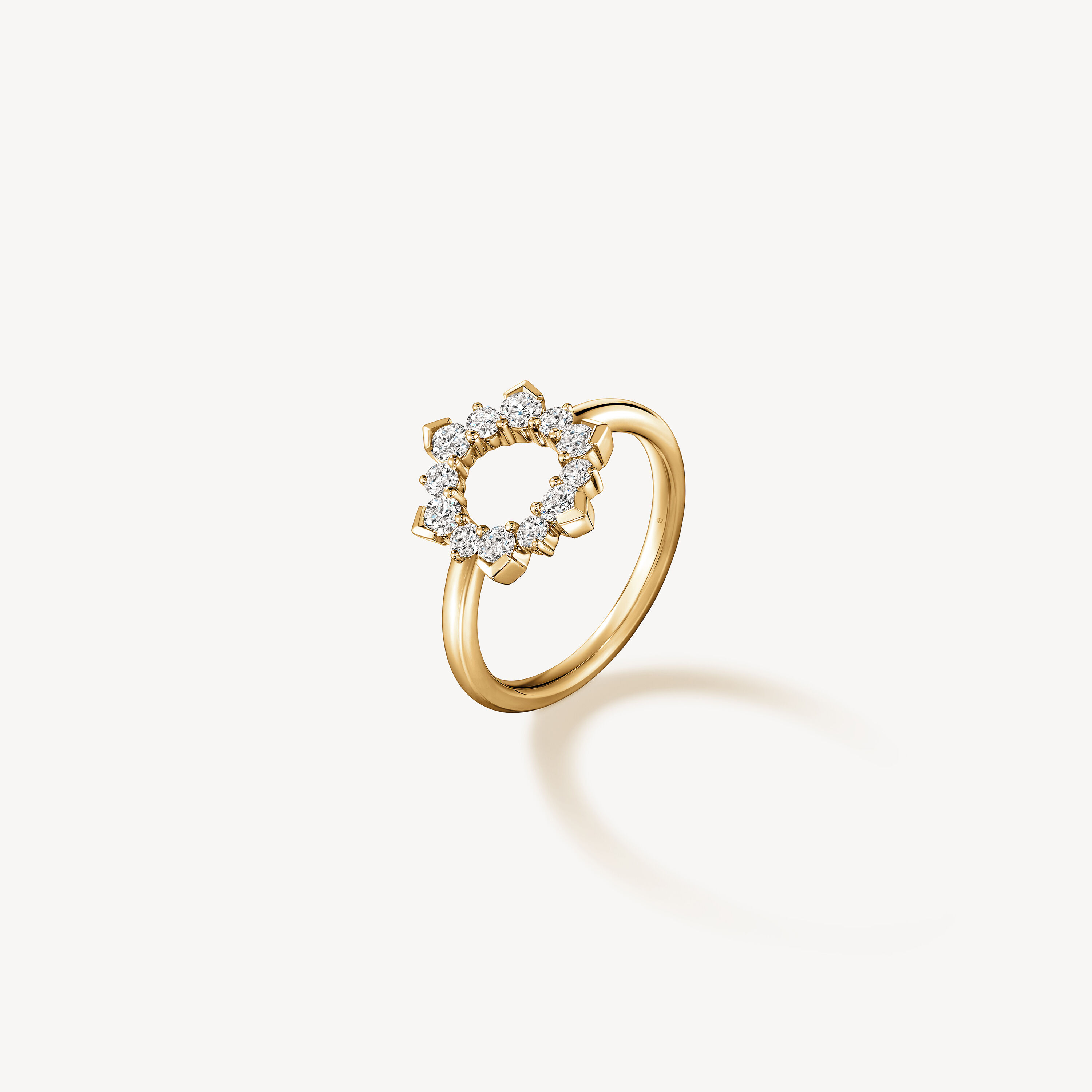 Aerial Open Sunburst 鑽石戒指, 18K 黄金, large