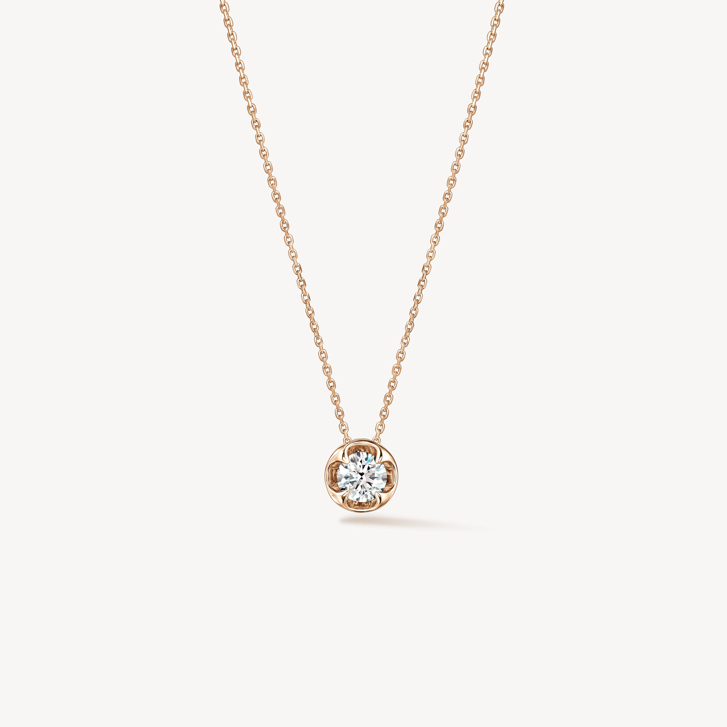 Whimsical Circle Single Diamond Pendant Necklace, 18K Rose Gold, large