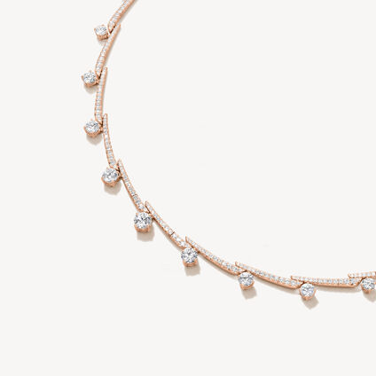 VELA Crossover French Cut Pav&eacute; 鑽石項鏈​, 18K 玫瑰金, large