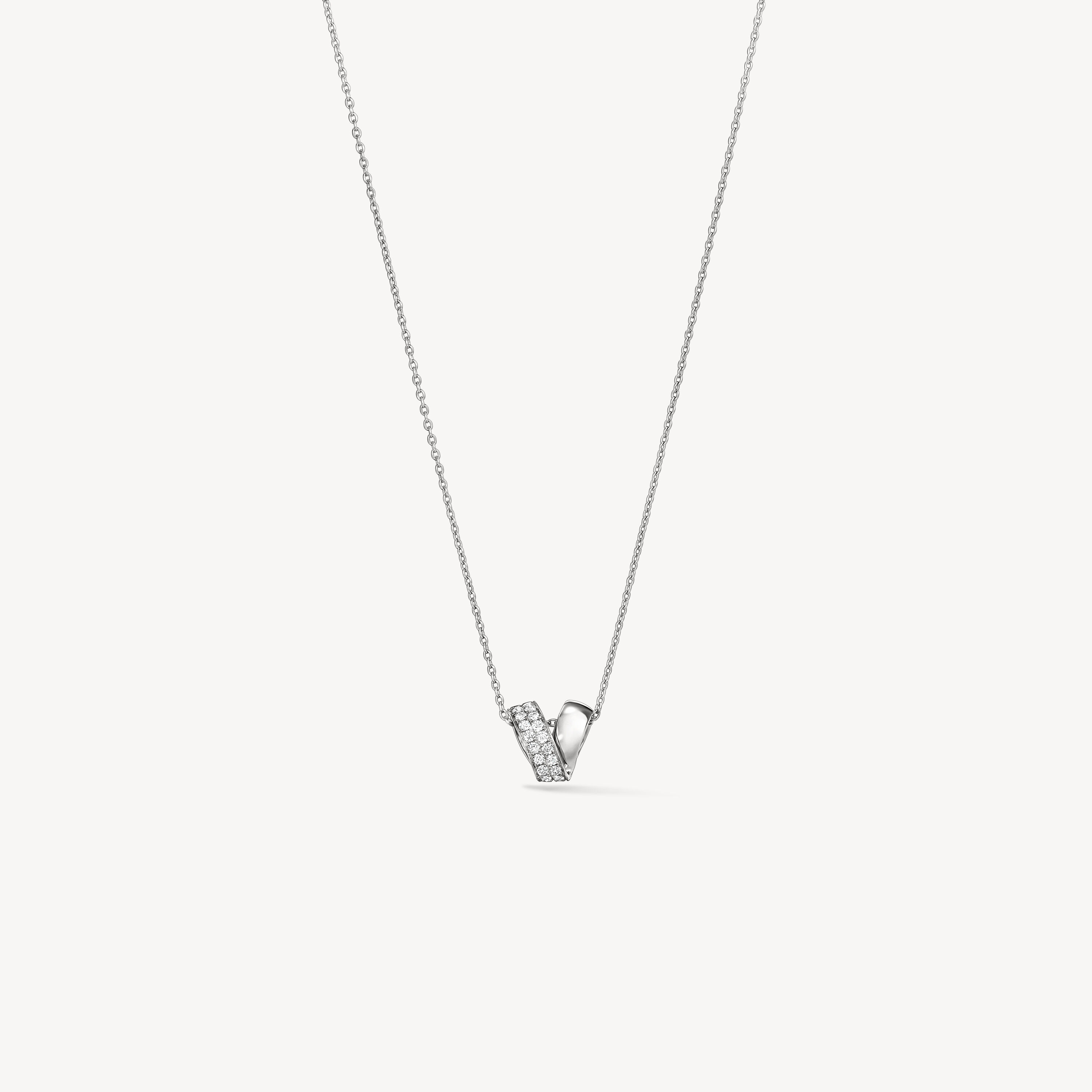 INSIDE/OUT Rondel Diamond Pendant Necklace, 18K White Gold, large