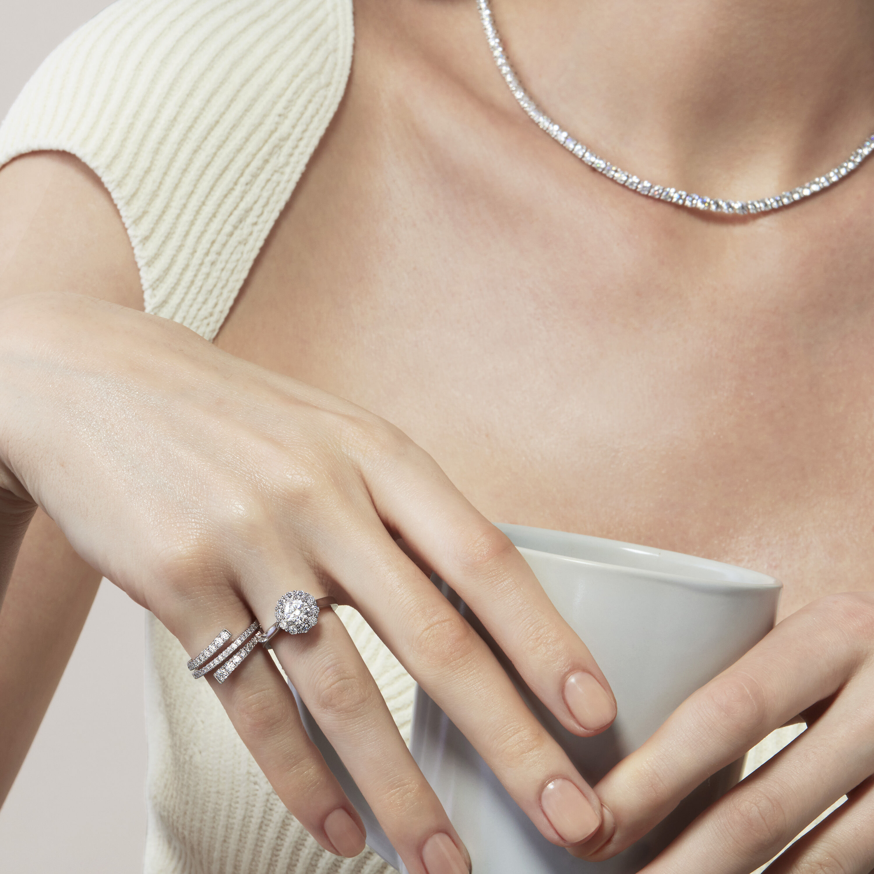 Grace Wrap鑽石戒指, 18K 玫瑰金, large