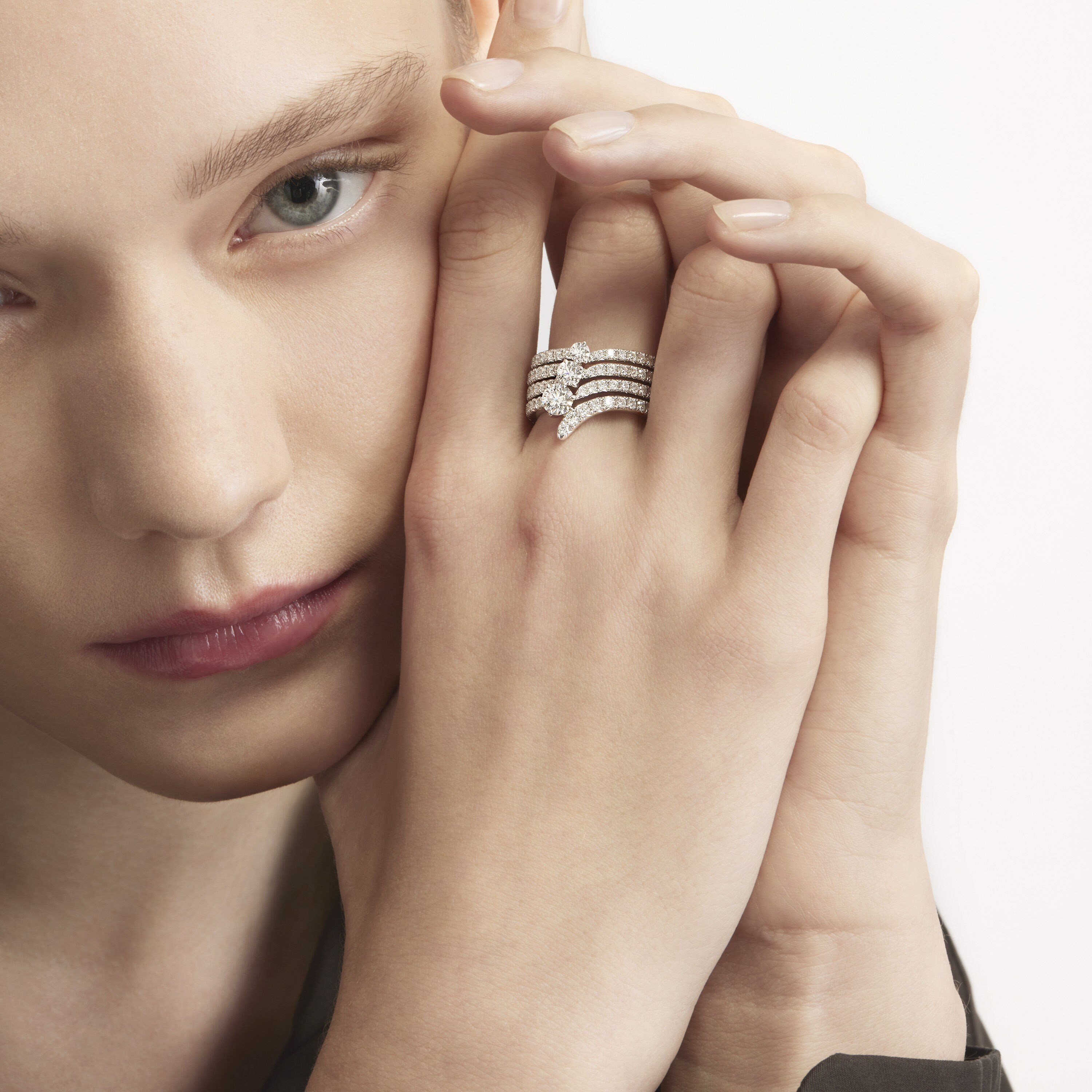 VELA 法式切割密鑲鑽石套戒, 18K 玫瑰金, large