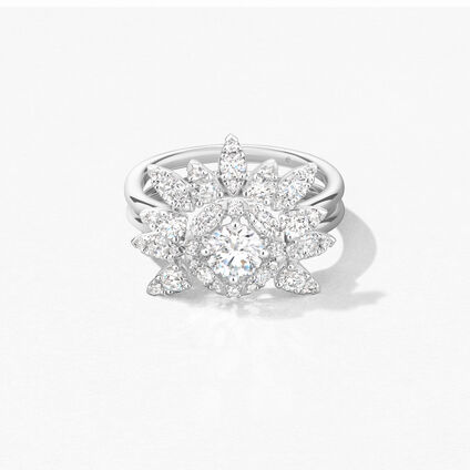 AERIAL Sunburst Ring, 18K White Gold, large