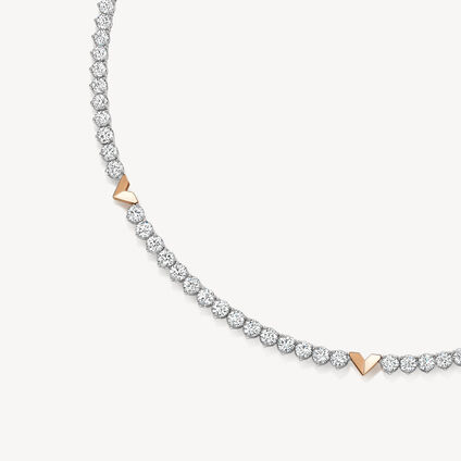 Copley Line 鑽石項鏈, 18K 白金和玫瑰金, large