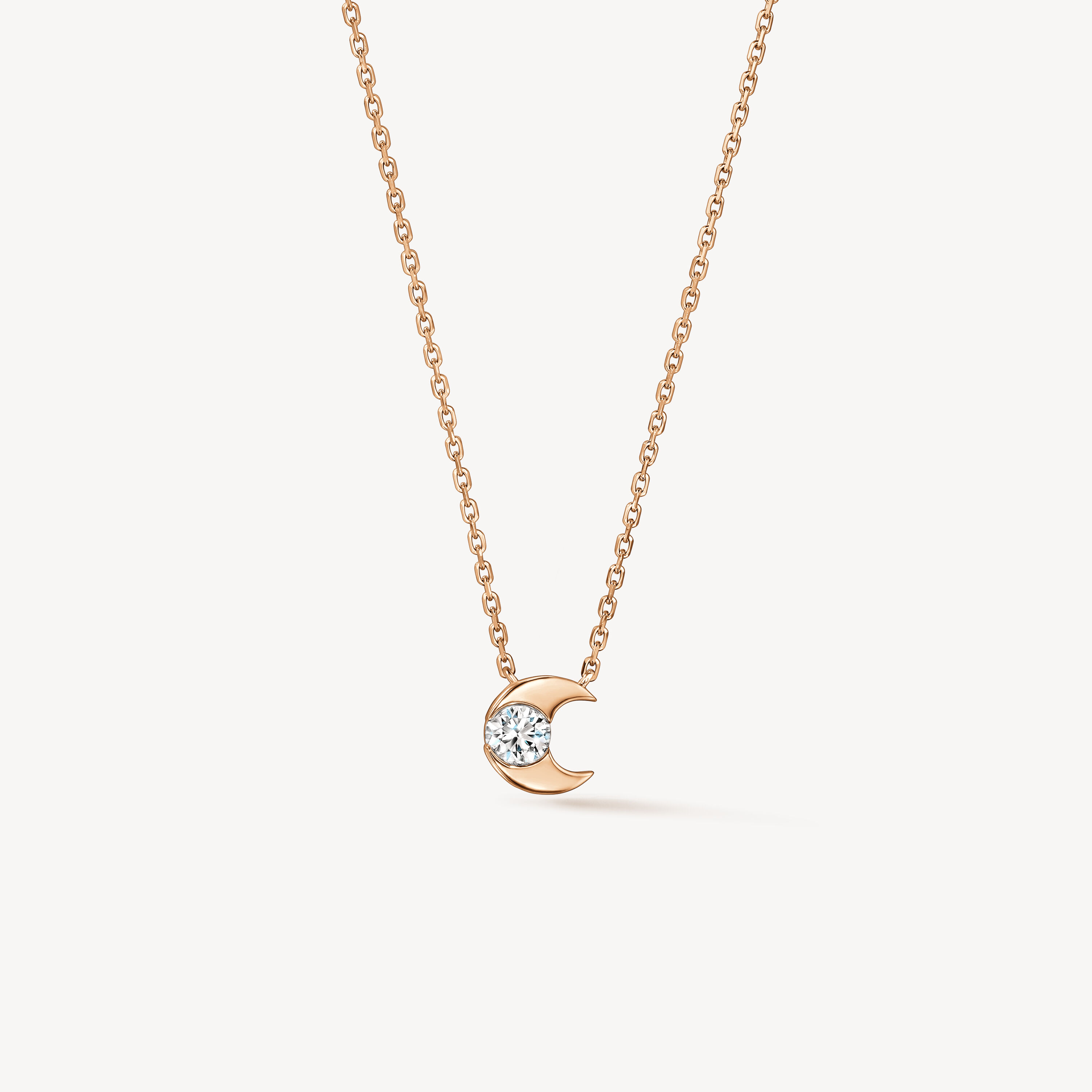 Charmed Half Moon Pendant Necklace, 18K Rose Gold, large