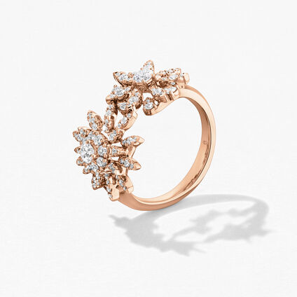 AERIAL Double Sunburst Ring, 18K Rose Gold, large