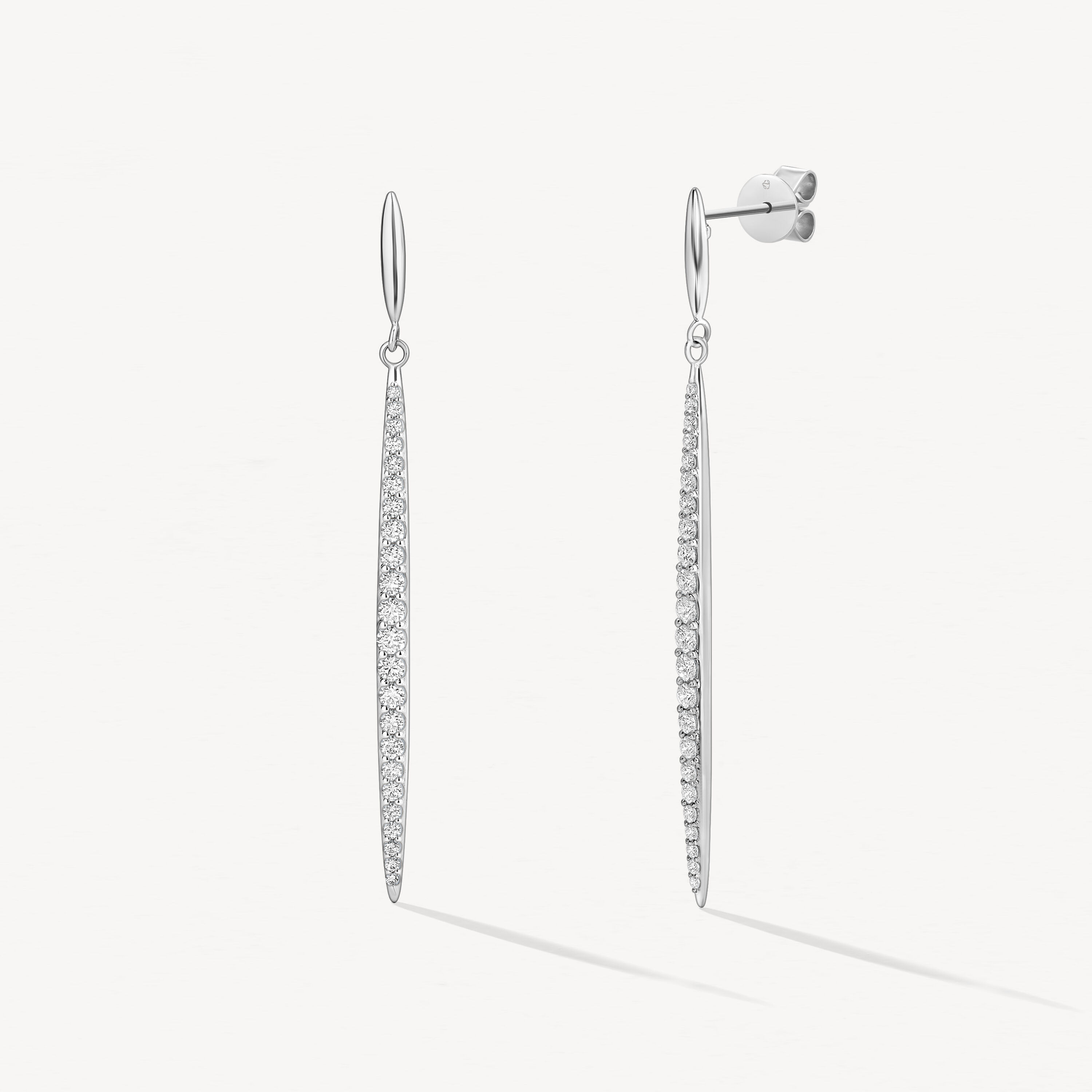 HOF Classic Stiletto Earrings, 18K White Gold, large