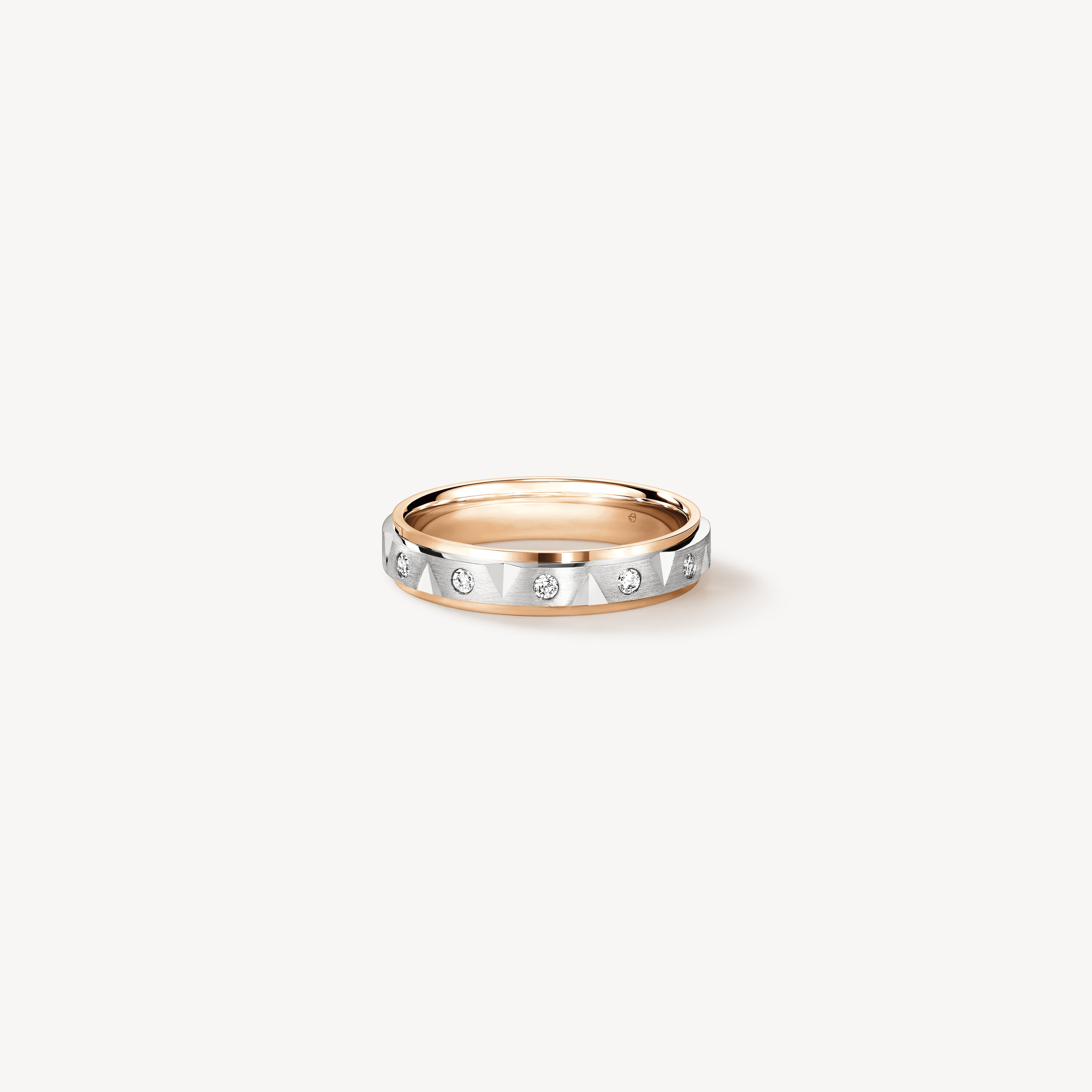 Love Chevron Eternity 結婚對戒 , 鉑金和18K 玫瑰金, large