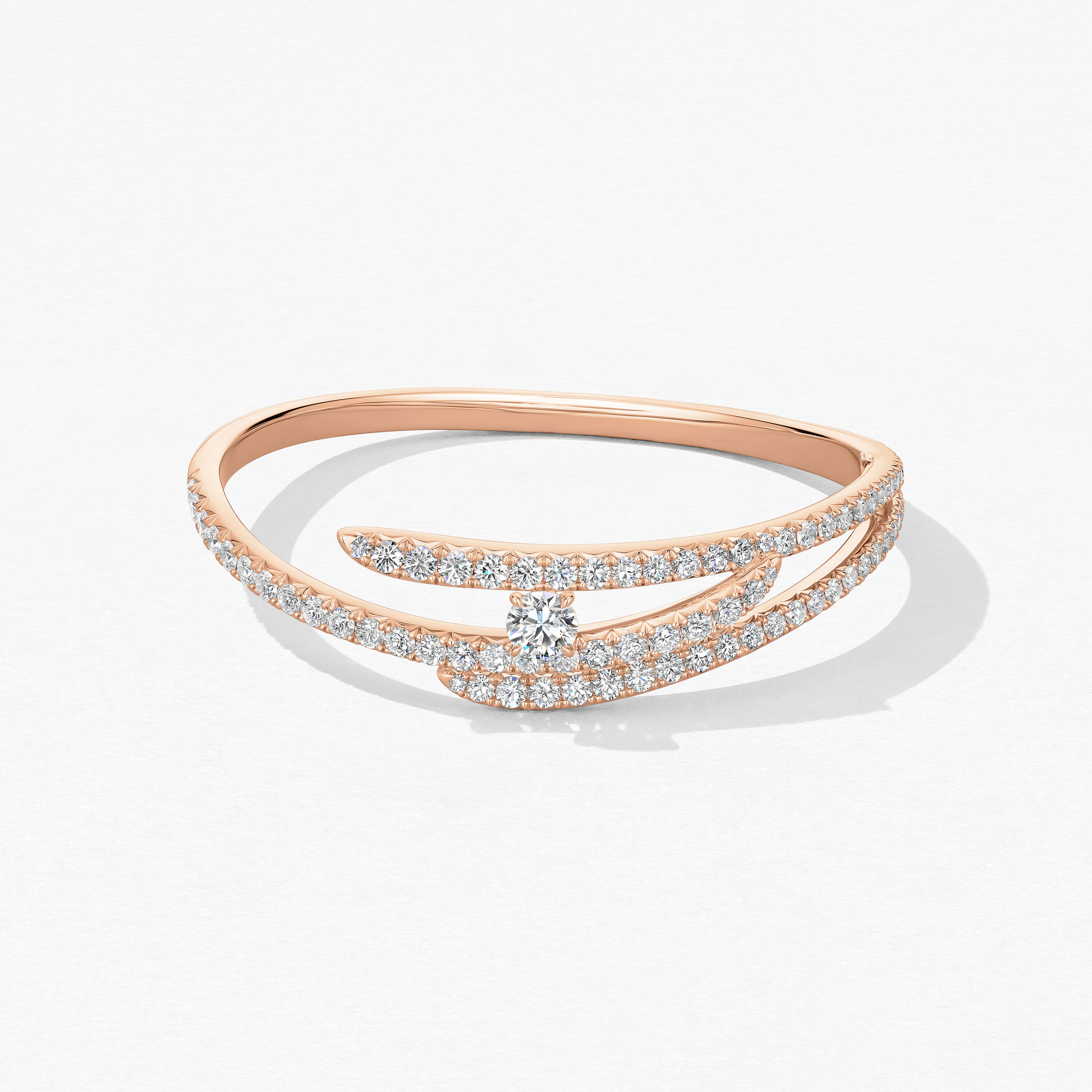 Vela Triple Row Pav&eacute; Bangle, 18K Rose Gold, large