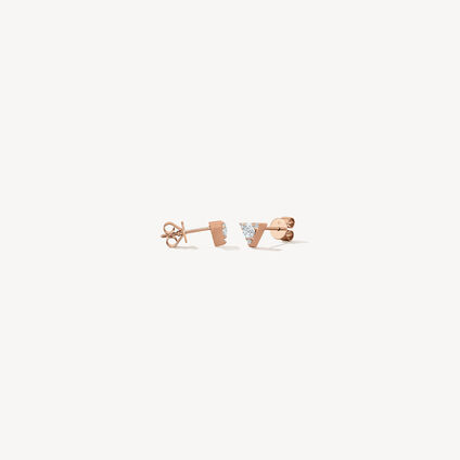 Triplicity Triangle Stud Earrings, 18K Rose Gold, large