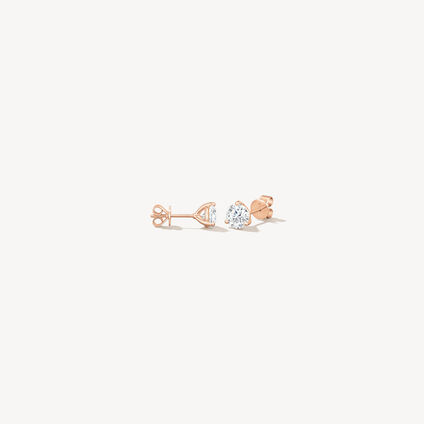Three-Prong Stud Earrings, 18K Rose Gold, large