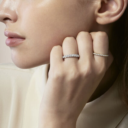 VELA French Cut Pav&eacute; 鑽石線戒　, 18K 白金, large
