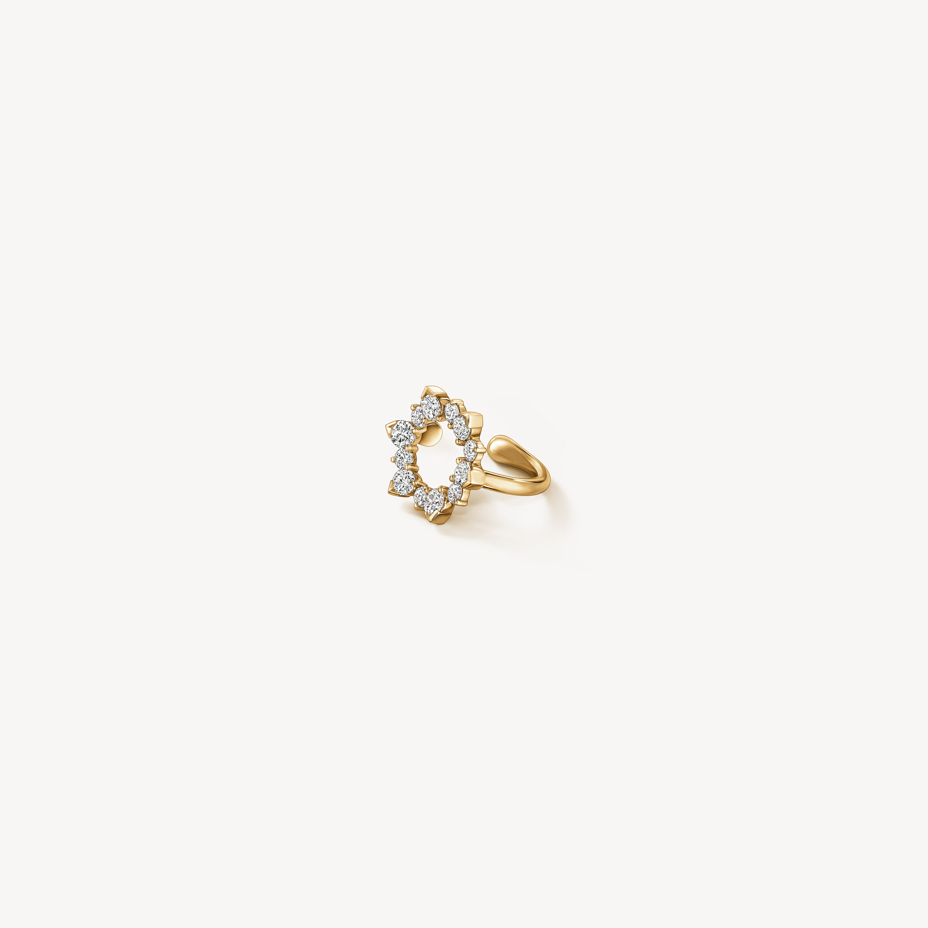 Aerial Open Sunburst 鑽石耳夾, 18K 黄金, large