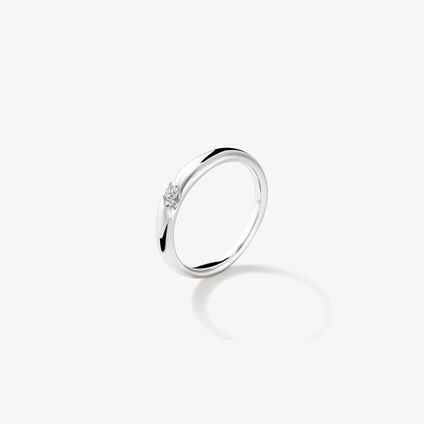 Diagonal結婚對戒, 18K 白金, large