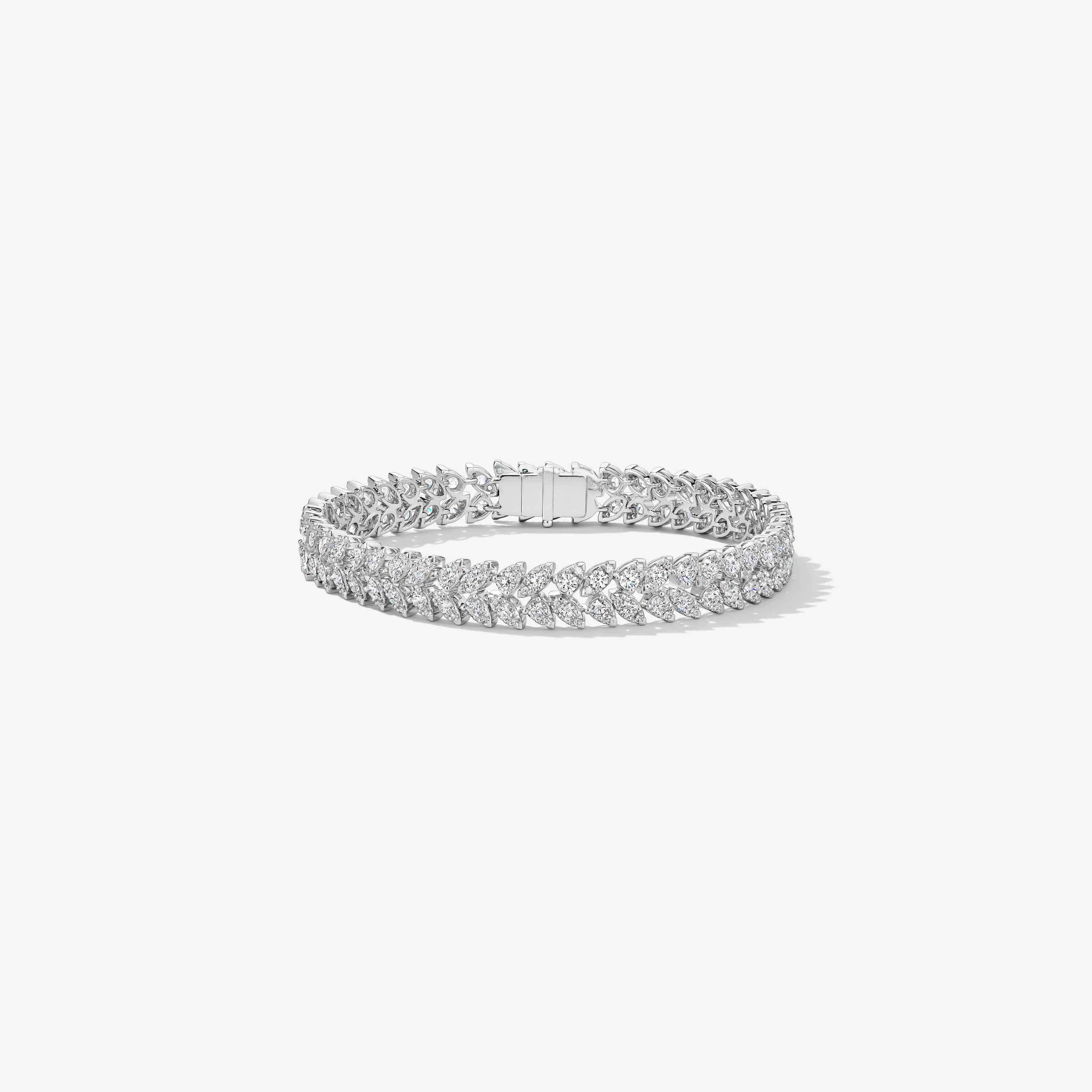 Aerial Double Dewdrop Line Bracelet , 18K White Gold, large