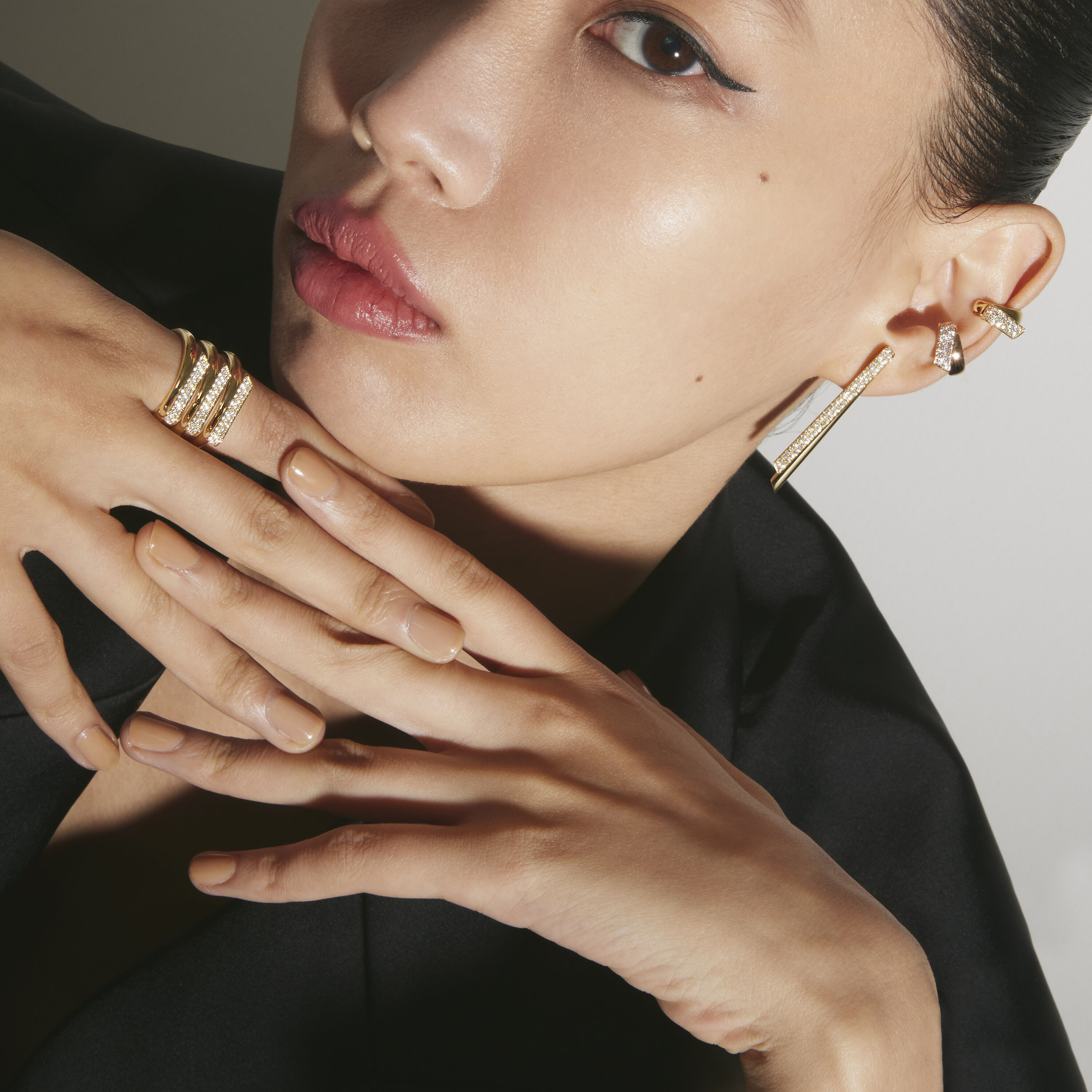 INSIDE/OUT Diamond Flip Ear Cuff, 18K White Gold, large