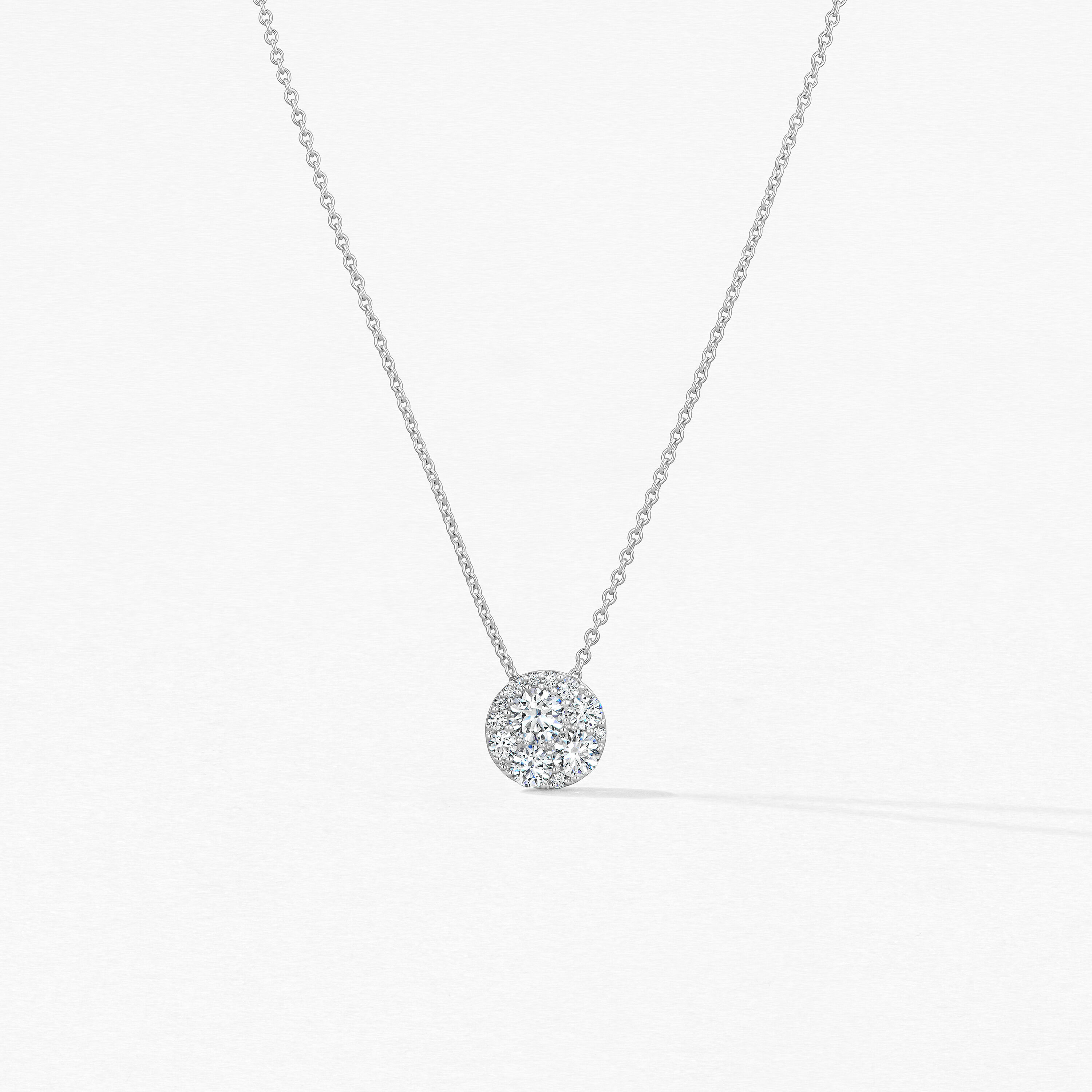 Tessa Diamond Circle Pendant Necklace, 18K White Gold, large