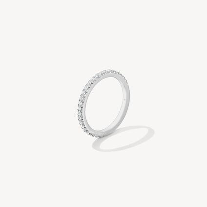 VELA French Cut Pav&eacute; 鑽石線戒　, 18K 白金, large