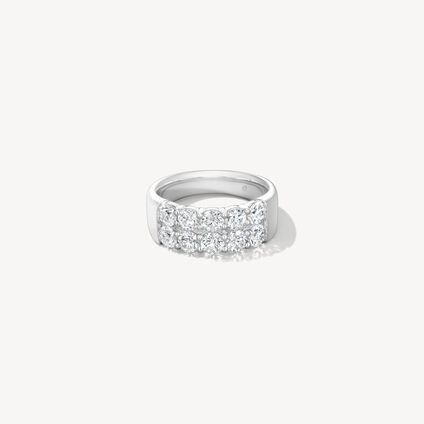 Signature Double鑽石戒指, 18K 白金, large