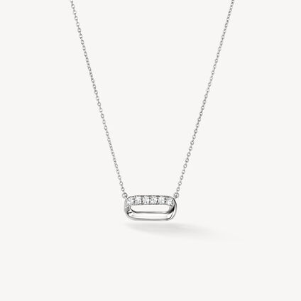 INSIDE/OUT Diamond Mini Link Pendant Necklace, 18K White Gold, large