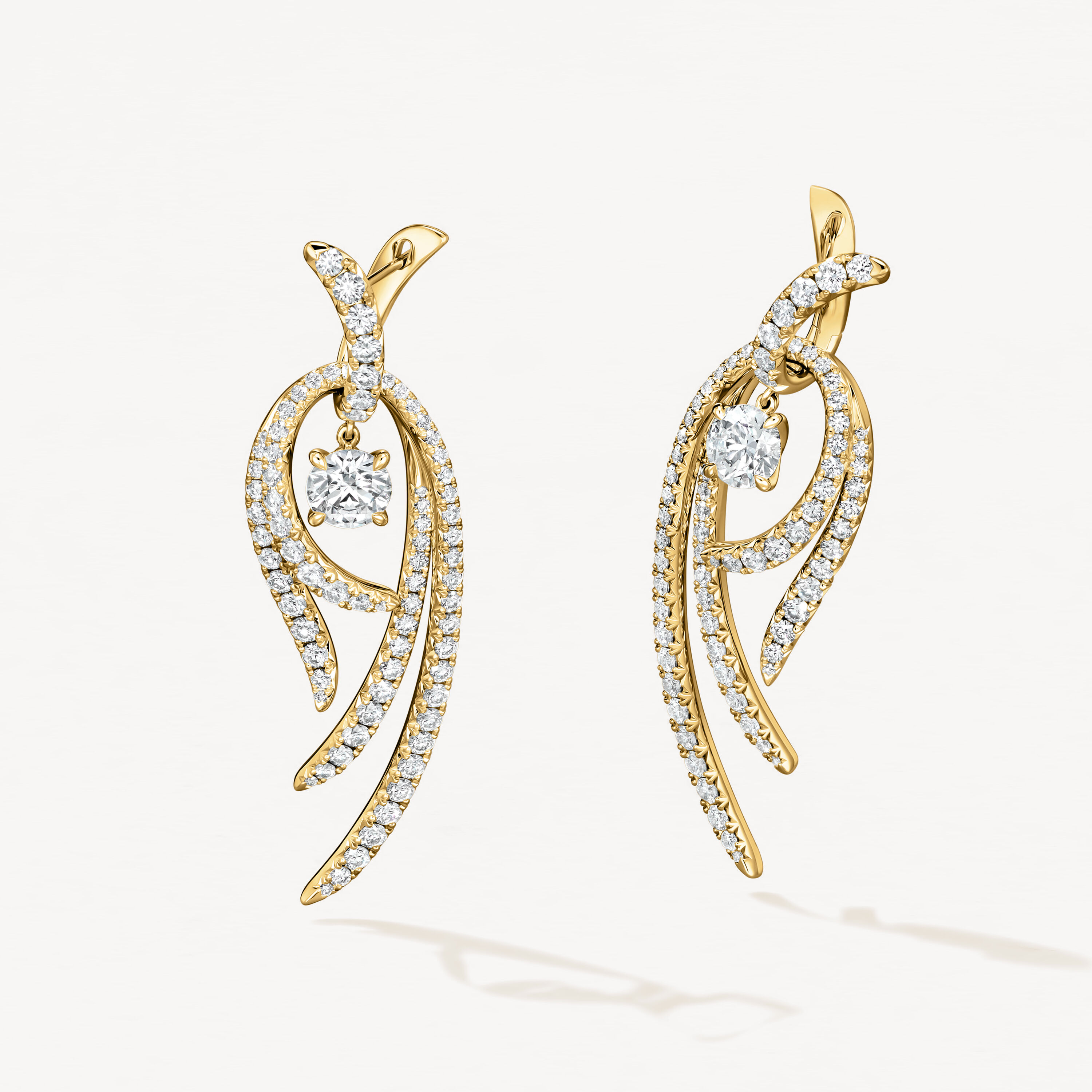 VELA Twisted Drop 鑽石耳環 (大)　, 18K 黄金, large
