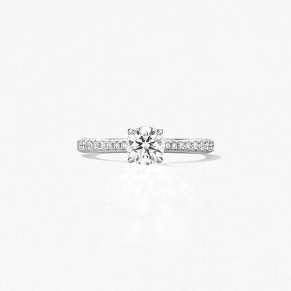 Vela Solitaire with Diamond Band 鑽石戒指　, 鉑金, large