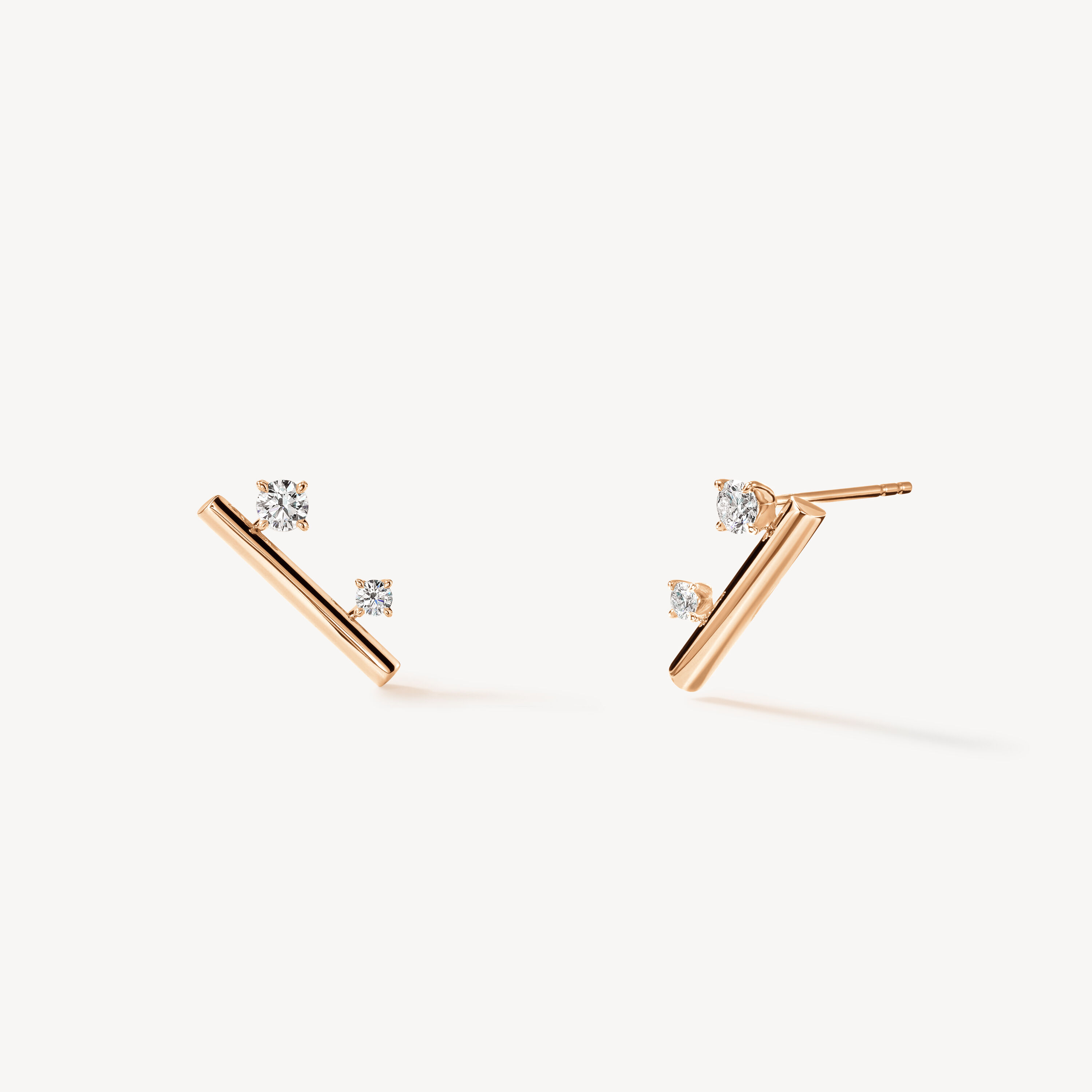 Barre Floating Diamond Climber Earrings, 18K Rose Gold, large