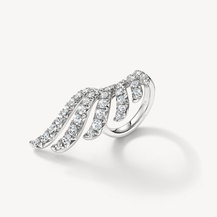 VELA French Cut Pav&eacute; Diamond Wrap Ring, 18K White Gold, large
