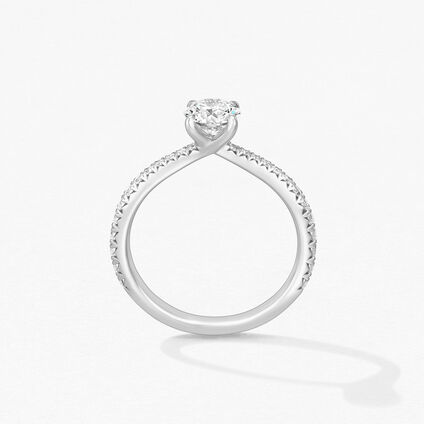 Vela Solitaire with Diamond Band 鑽石戒指　, 鉑金, large
