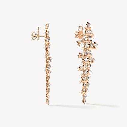 BARRE Multi-Row多排鑽石耳墜, 18K 玫瑰金, large