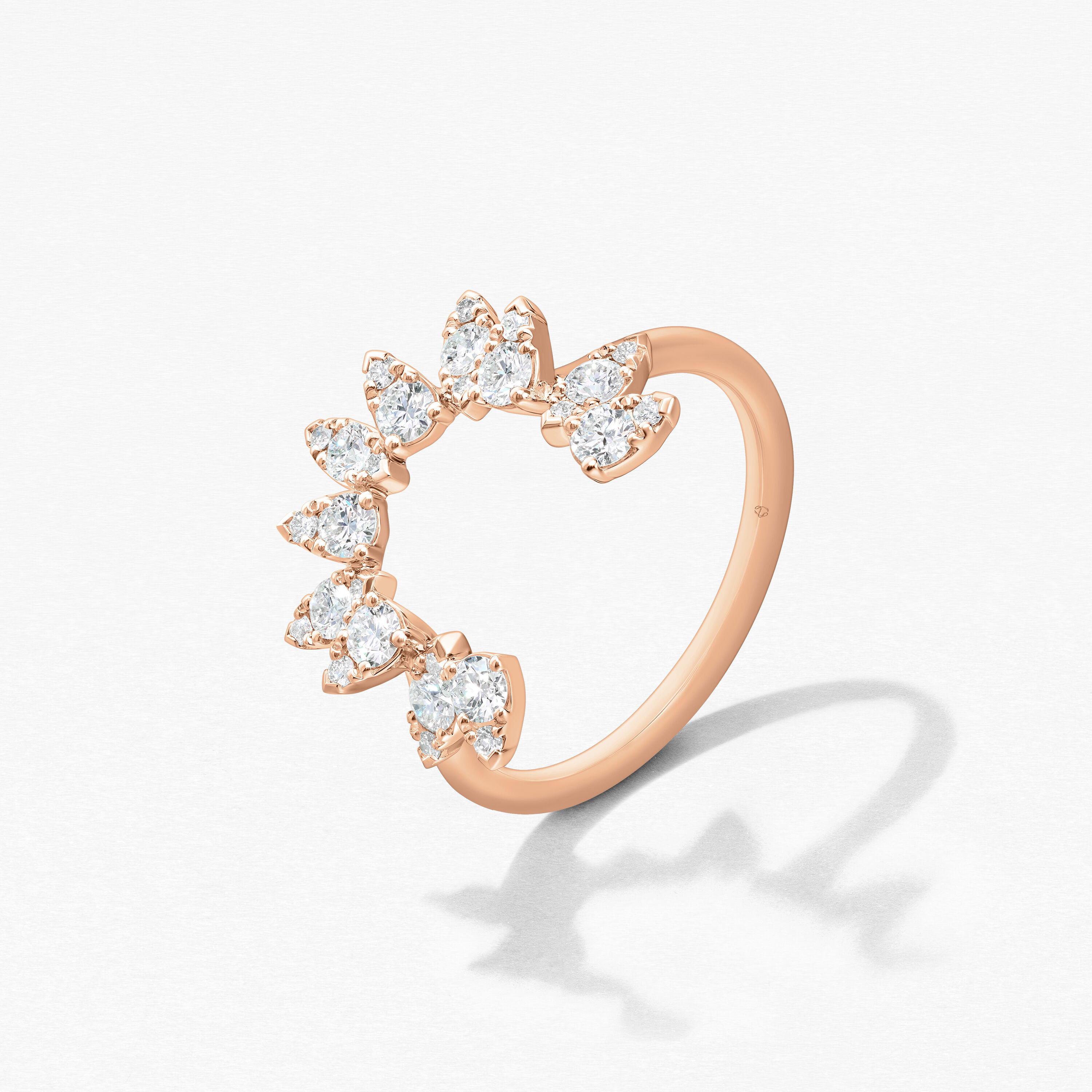 Aerial Sunburst 鑽石戒指, 18K 玫瑰金, large