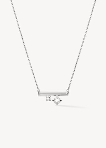 BARRE Floating 迷你鑽石項鏈, 18K 白金 BARRE Floating 迷你鑽石項鏈, 18K 白金, large