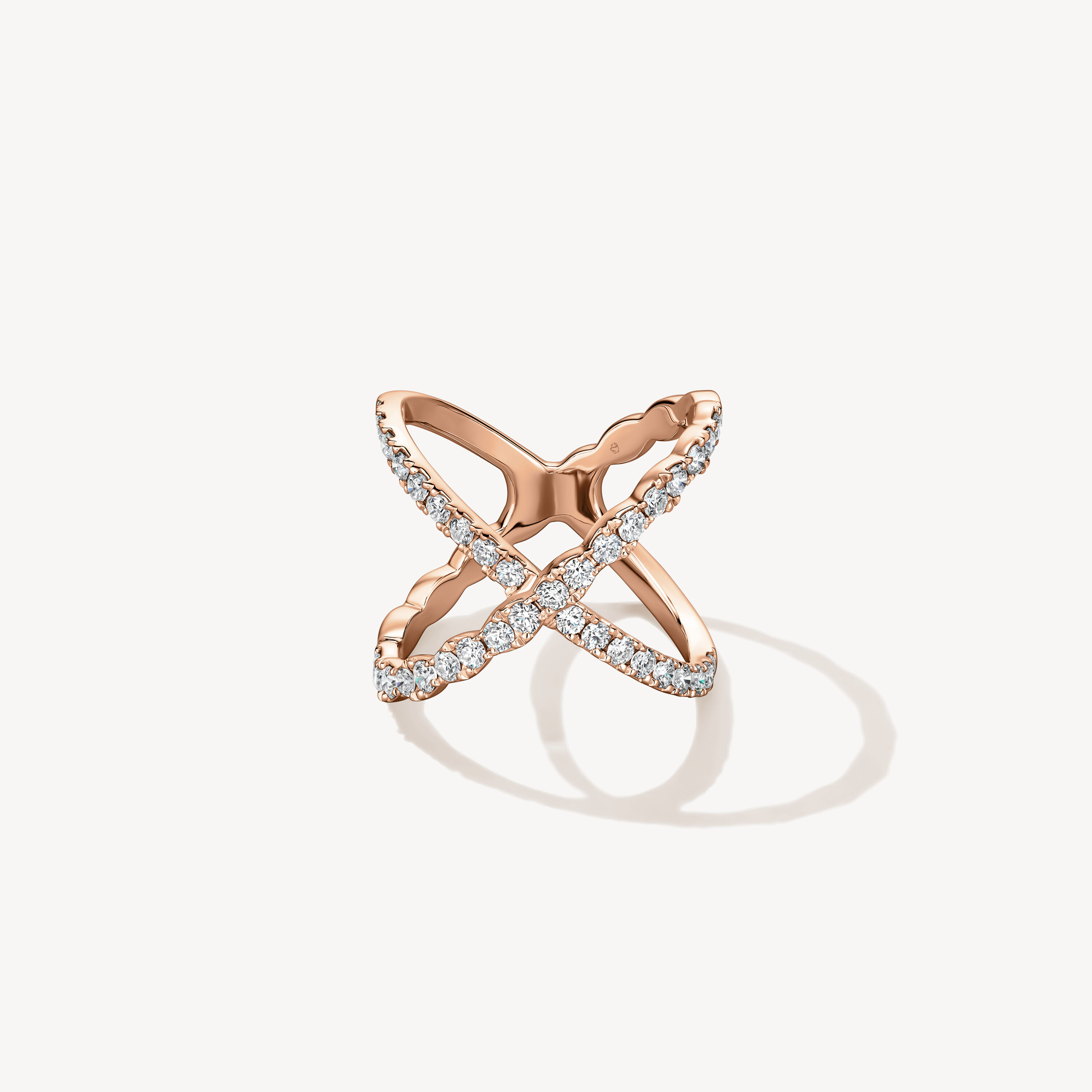Lorelei Criss Cross 鑽石戒指, 18K 玫瑰金, large