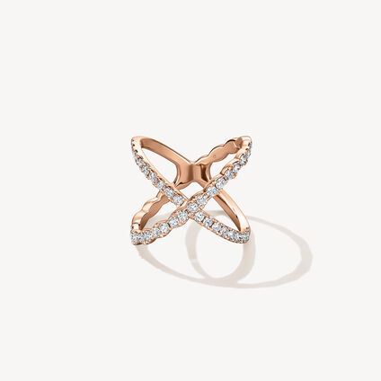 Lorelei Criss Cross 鑽石戒指, 18K 玫瑰金, large