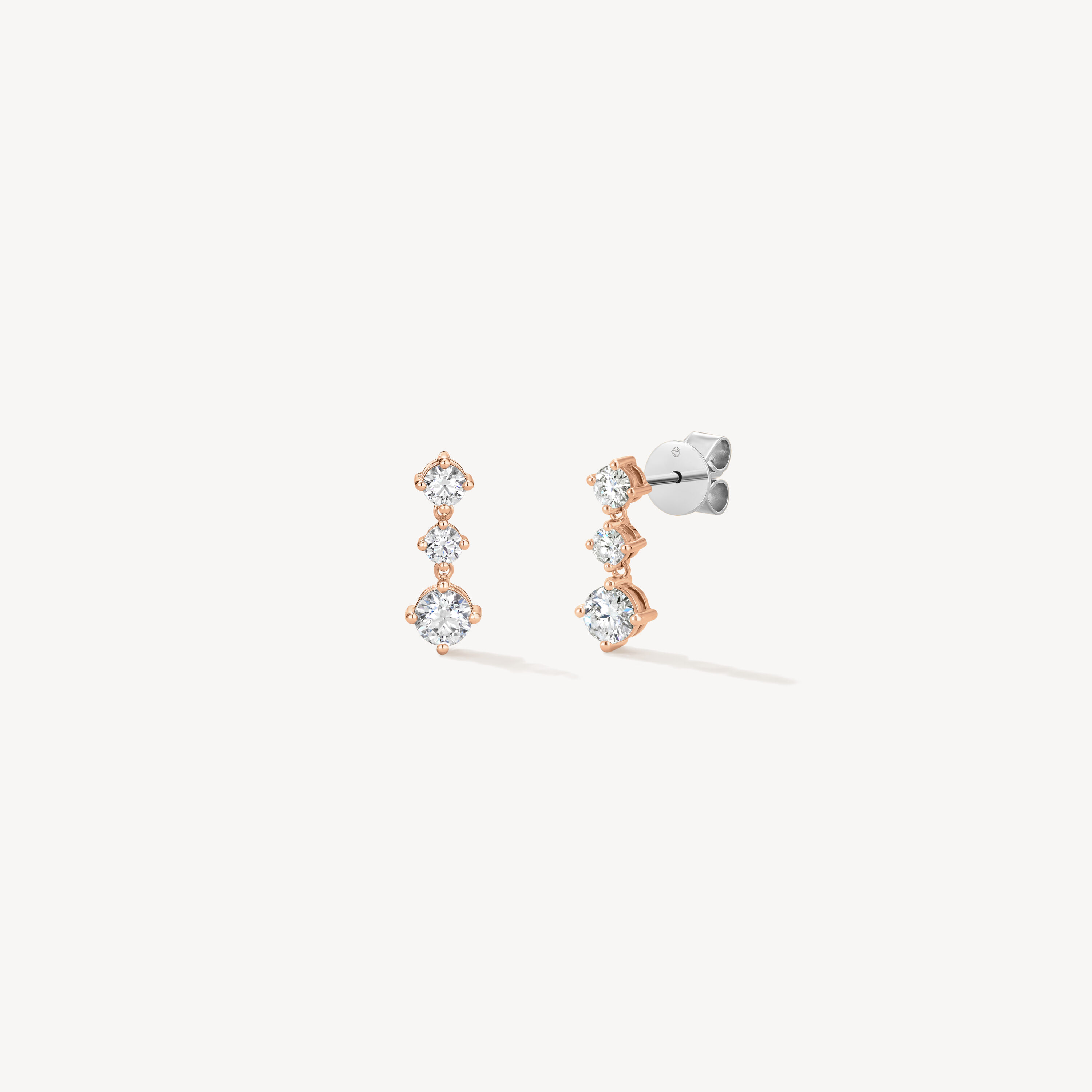 Cascade Mini Drop Earrings, 18K Rose Gold, large