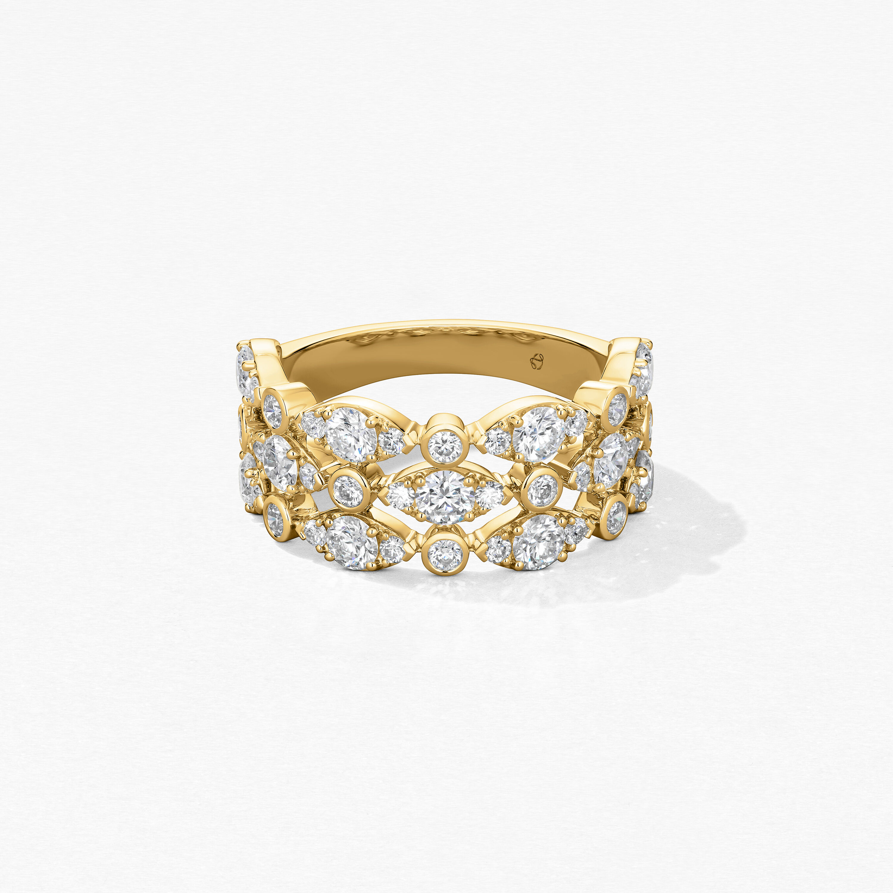 HOF Regal Bezel Triple Ring, 18K Yellow Gold, large