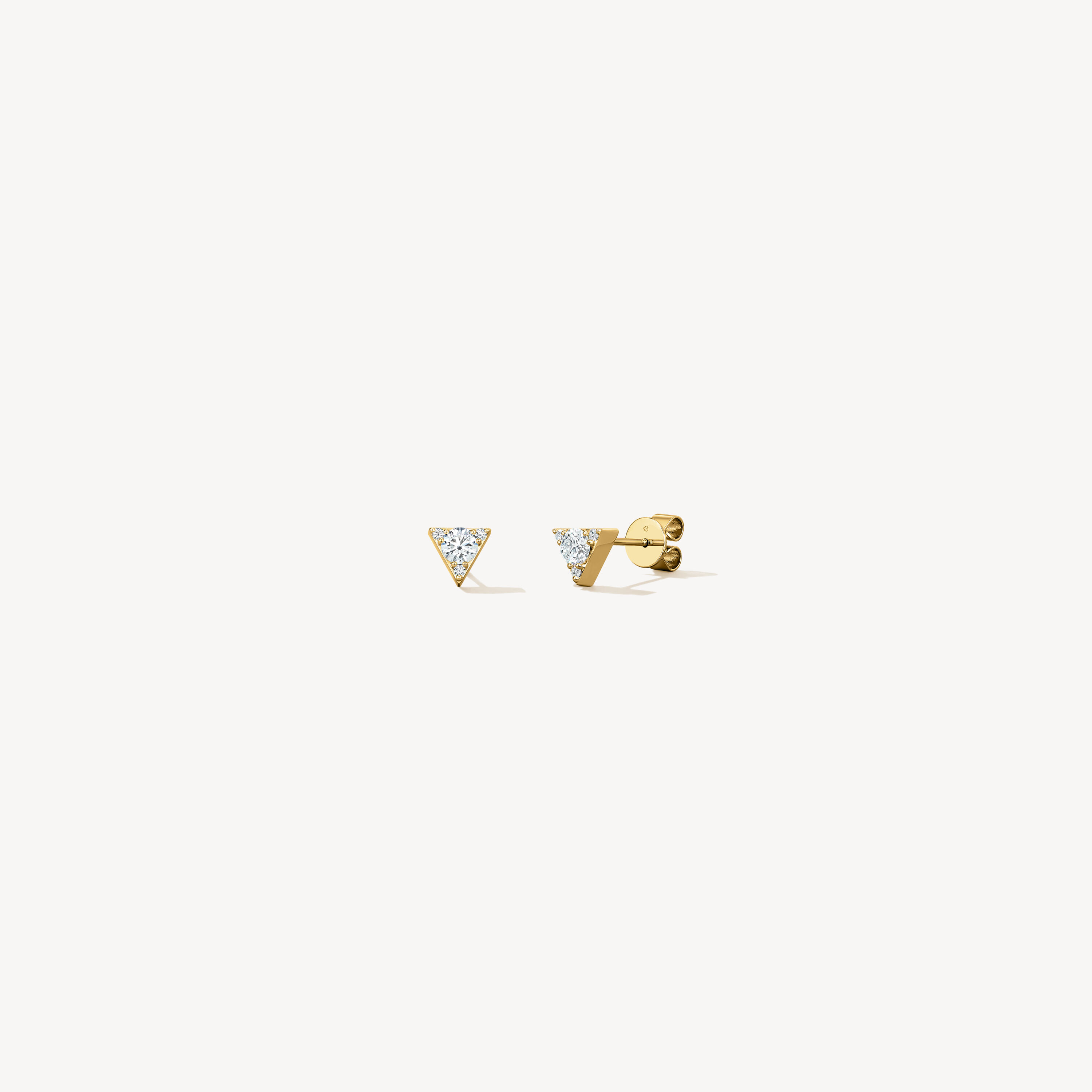 Triplicity Triangle Stud Earrings, 18K Yellow Gold, large