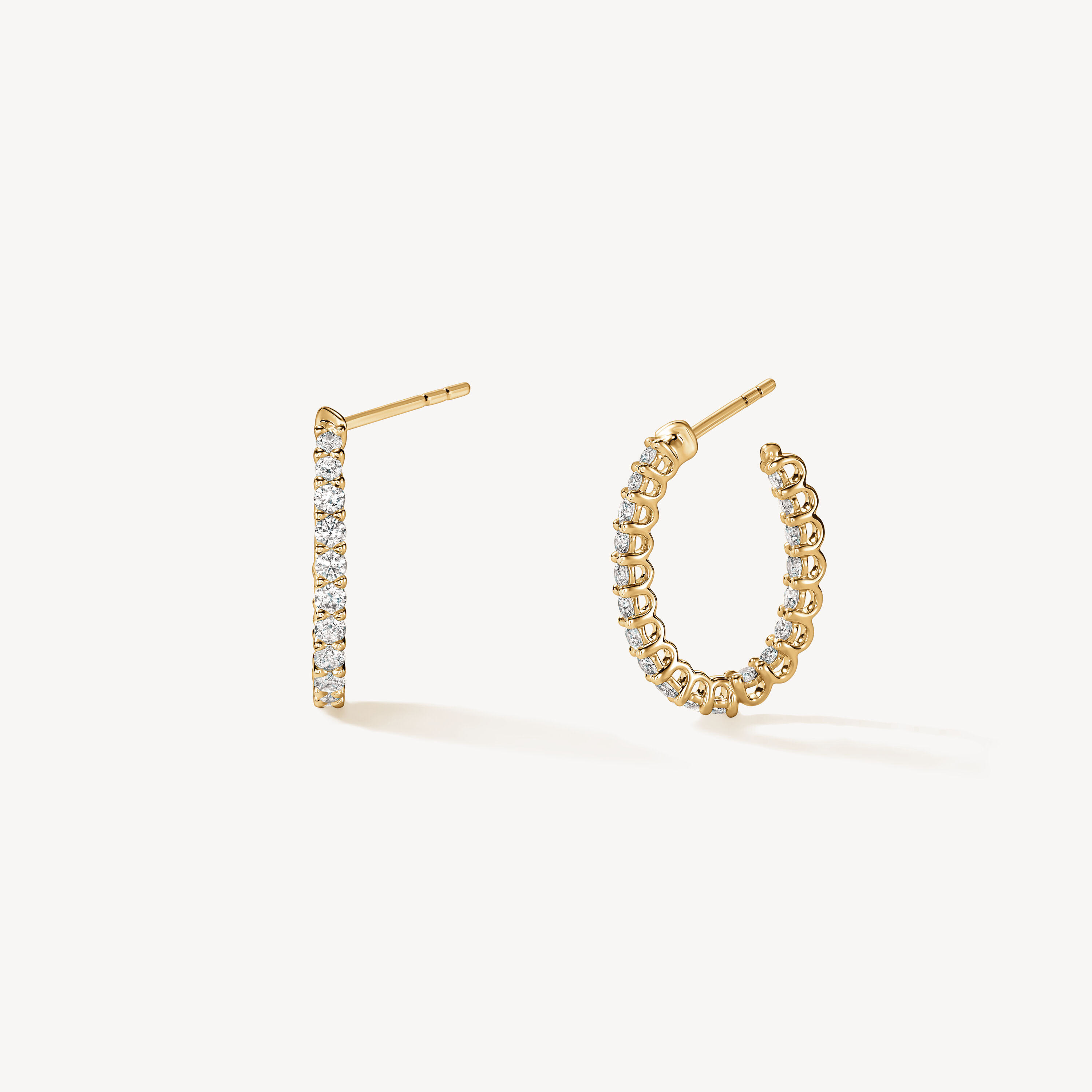 Signature Oval 鑽石耳環, 18K 黄金, large