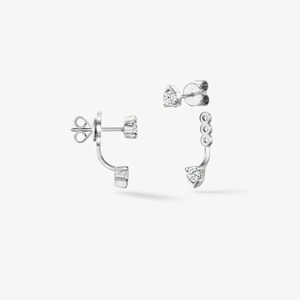 Aerial Floating 鑽石耳環, 18K 白金, large