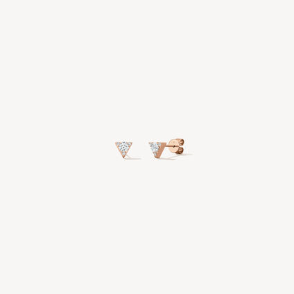 Triplicity Triangle Stud Earrings, 18K Rose Gold, large