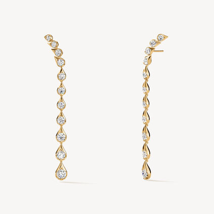 LU Droplet 垂墜式鑽石耳環, 18K 黄金, large