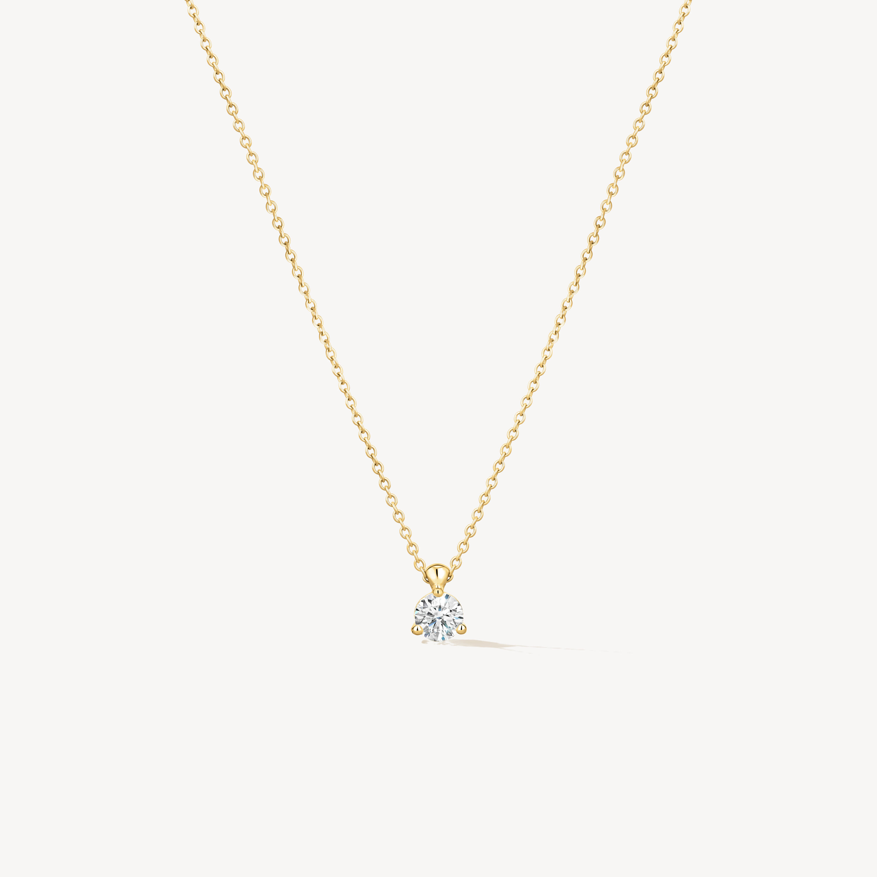 三爪鑽石項鏈, 18K 黄金, large