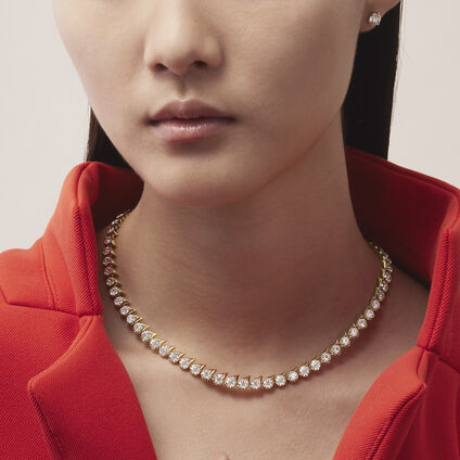 LU Droplet Uniform鑽石項鏈, 18K 白金, large